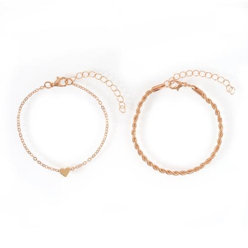 Iron Bracelet, plated, 2 pieces & for woman, golden, Length:Approx 16-30 cm, Sold By Set