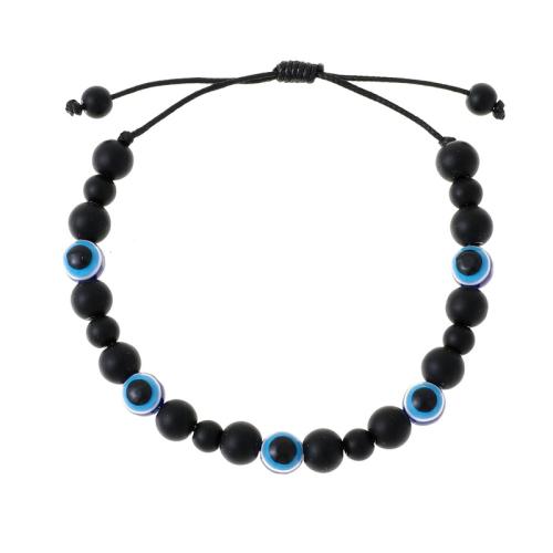 Ensemble de bijoux de mauvais œil, Acrylique, avec Abrazine Stone & corde de cire, fait à la main, styles différents pour le choix & pour femme, noire, Longueur:Environ 18-32 cm, Vendu par PC