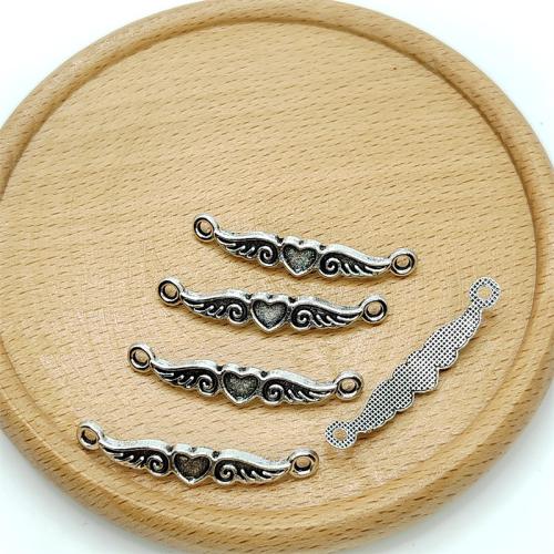 Zinklegierung Schmuckverbinder, Geflügelte Herzen, antik silberfarben plattiert, DIY & 1/1-Schleife, 36x6mm, 100PCs/Tasche, verkauft von Tasche