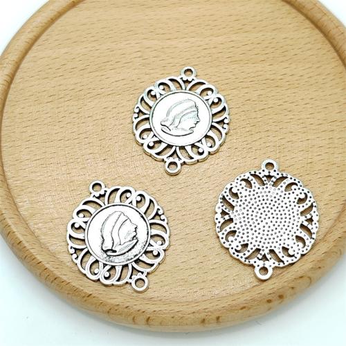 Tibetan Style Connector, Round, antique silver color plated, DIY & 1/1 loop, 29x30mm, 100PCs/Bag, Sold By Bag