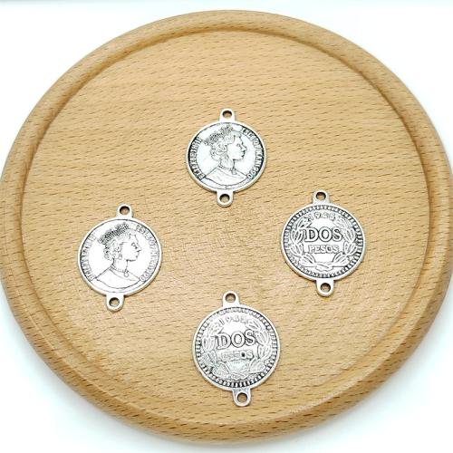 Tibetan Style Connector, Round, antique silver color plated, DIY & 1/1 loop, 18x25mm, 100PCs/Bag, Sold By Bag