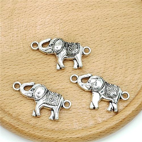 Animal Tibetan Style Connector, Elephant, antique silver color plated, DIY & 1/1 loop, 28x16mm, 100PCs/Bag, Sold By Bag