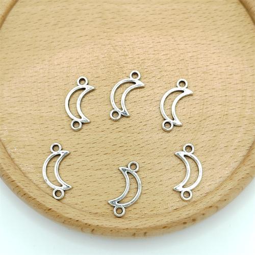 Tibetan Style Connector, Moon, antique silver color plated, DIY & 1/1 loop, 9x12mm, 100PCs/Bag, Sold By Bag