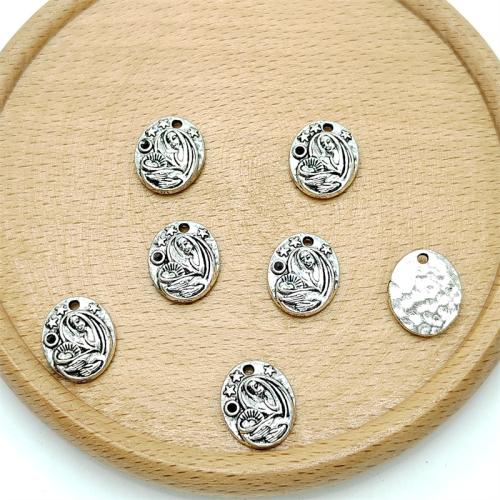 Tibetan Style Pendants, Round, antique silver color plated, DIY, 12x14mm, 100PCs/Bag, Sold By Bag