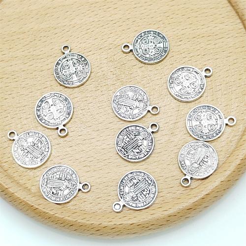 Pendentifs en alliage de zinc, Rond, Plaqué de couleur d'argent, DIY, 12x15mm, 100PC/sac, Vendu par sac