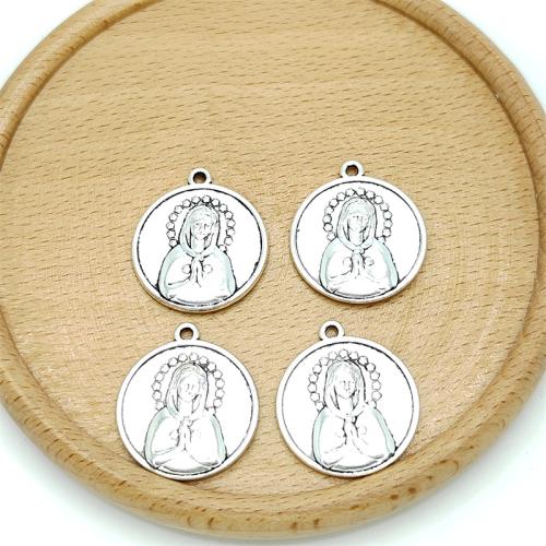 Tibetan Style Pendants, Round, antique silver color plated, DIY, 22x25mm, 100PCs/Bag, Sold By Bag