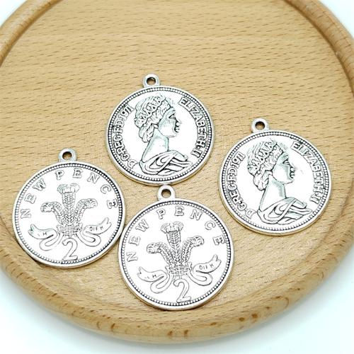 Tibetan Style Pendants, Round, antique silver color plated, DIY, 26x29mm, 100PCs/Bag, Sold By Bag