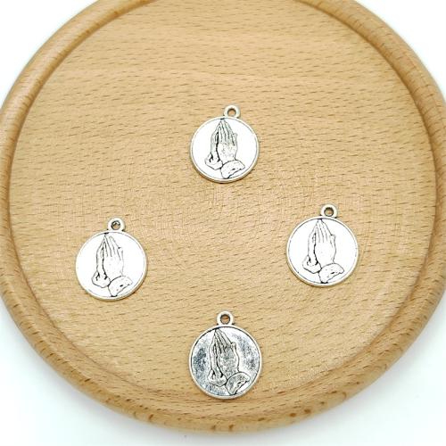 Tibetan Style Pendants, Round, antique silver color plated, DIY, 15x18mm, 100PCs/Bag, Sold By Bag