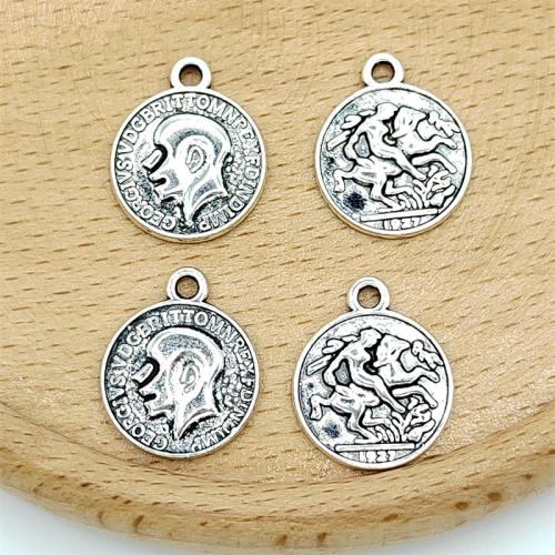 Tibetan Style Pendants, Round, antique silver color plated, DIY, 14x17mm, 100PCs/Bag, Sold By Bag