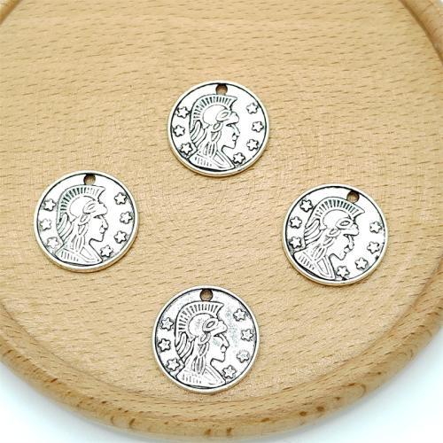 Tibetan Style Pendants, Round, antique silver color plated, DIY, 18x18mm, 100PCs/Bag, Sold By Bag