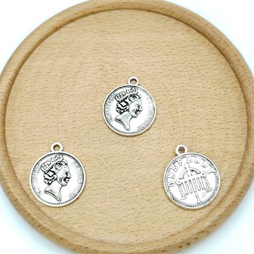 Tibetan Style Pendants, Round, antique silver color plated, DIY, 20x23mm, 100PCs/Bag, Sold By Bag