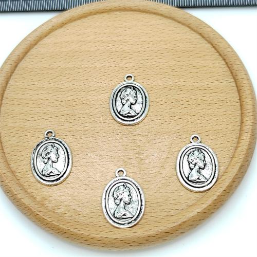 Tibetan Style Pendants, Round, antique silver color plated, DIY, 15x22mm, 100PCs/Bag, Sold By Bag