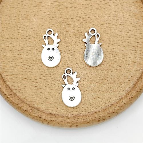 Tibetan Style Animal Pendants, Christmas Reindeer, antique silver color plated, DIY, 11x22mm, 100PCs/Bag, Sold By Bag