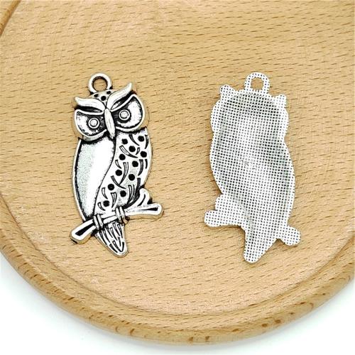 Tibetan Style Animal Pendants, Owl, antique silver color plated, DIY, 20x40mm, 100PCs/Bag, Sold By Bag