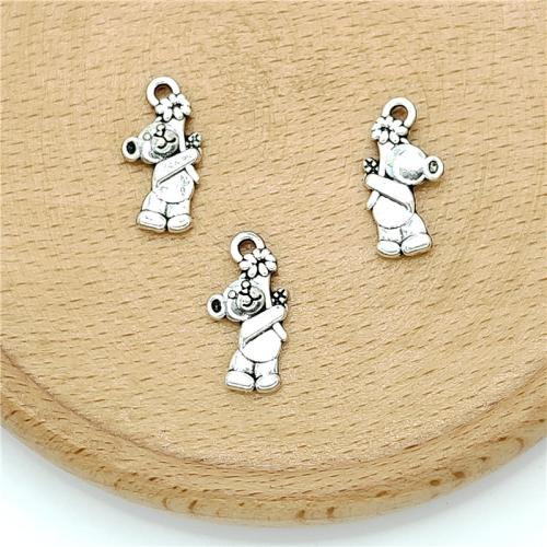 Tibetan Style Animal Pendants, Bear, antique silver color plated, DIY, 10x19mm, 100PCs/Bag, Sold By Bag