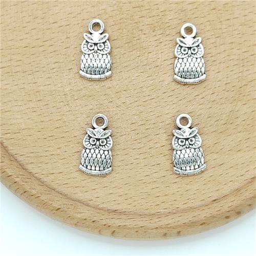 Tibetan Style Animal Pendants, Owl, antique silver color plated, DIY, 7x15mm, 100PCs/Bag, Sold By Bag