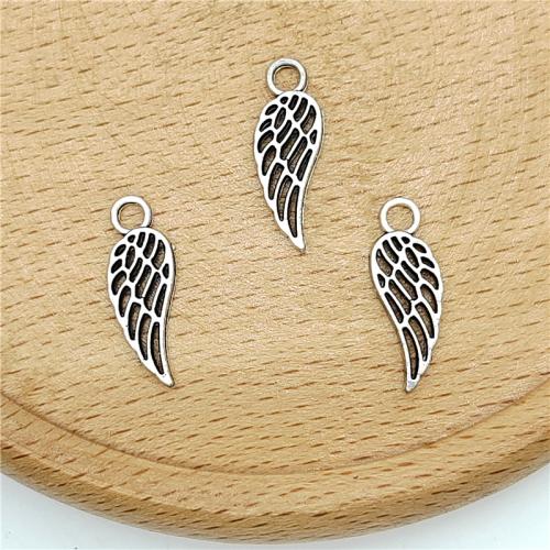 Pendentifs de Feather alliage zinc, alliage de zinc, forme de plume, Plaqué de couleur d'argent, DIY, 7x18mm, 100PC/sac, Vendu par sac