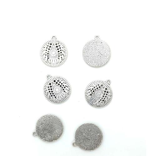 Tibetan Style Pendants, Round, antique silver color plated, DIY, 24x25mm, 100PCs/Bag, Sold By Bag