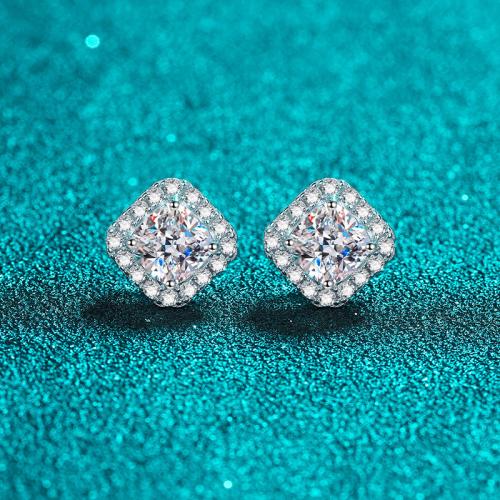 925 Sterling Silver Stud Earring, Square, different styles for choice & for woman, Sold By Pair