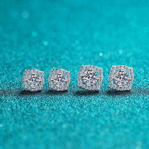 925 Sterling Silver Stud Earring, Geometrical Pattern, different styles for choice & for woman, Sold By Pair