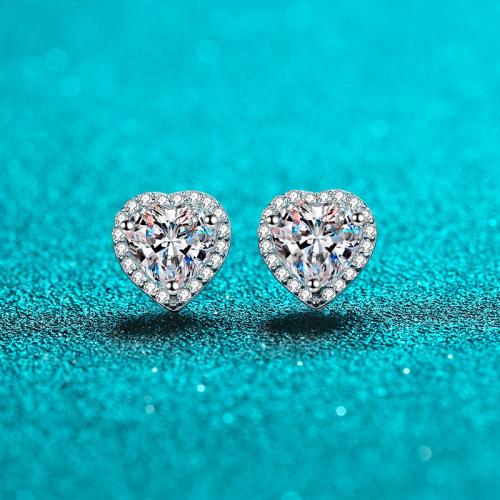 925 Sterling Silver Stud Earring, Heart, different styles for choice & for woman, Sold By Pair