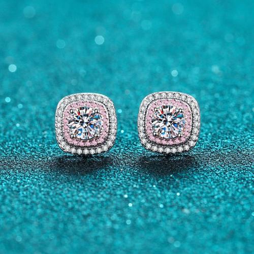 925 Sterling Silver Stud Earring, Square, different styles for choice & for woman, Sold By Pair