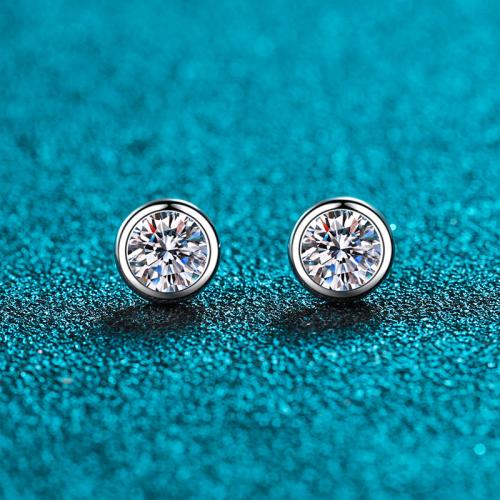 925 Sterling Silver Stud Earring, Round, different styles for choice & for woman, Sold By Pair