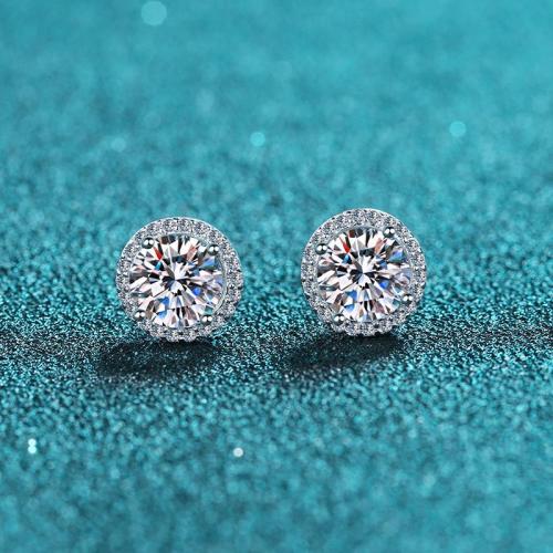 925 Sterling Silver Stud Earring, Round, different styles for choice & for woman, Sold By Pair