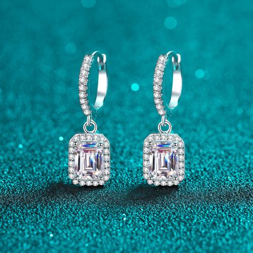 925 Sterling Silver Huggie Hoop Drop Earring, Geometrical Pattern, different styles for choice & for woman, earring length 15-25mm, Sold By Pair