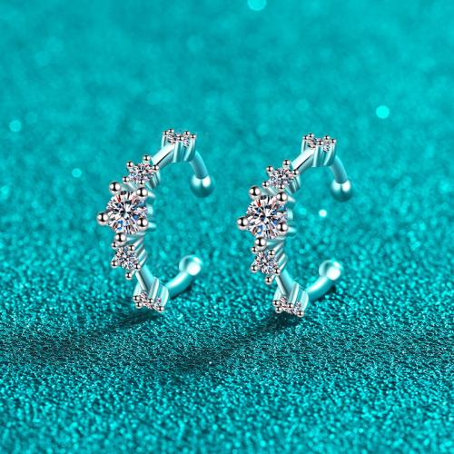 Argent sterling 925 manchette d'oreille, avec Moissanite, bijoux de mode & pour femme, 10mm, Vendu par paire