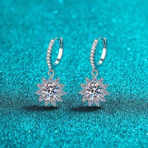 925 Sterling Silver Huggie Hoop Drop Earring, Flower, different styles for choice & for woman, earring length 15-22mm, Sold By Pair