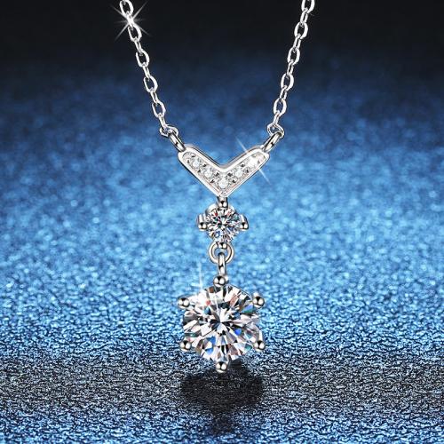 925 Sterling Silver Necklace, with 2inch extender chain, platinum plated, cross chain & different materials for choice & for woman, Length:Approx 15.7 Inch, Sold By PC