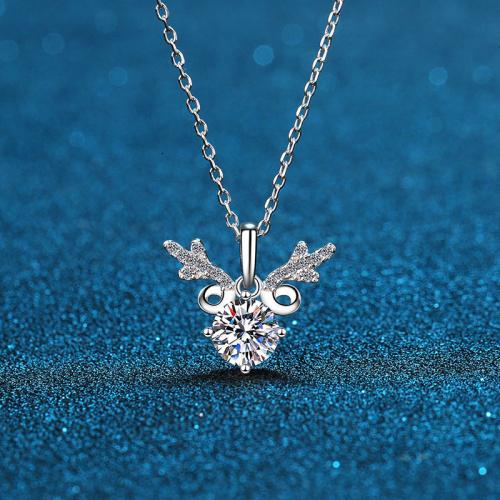 925 Sterling Silver Necklace, with 2inch extender chain, Antlers, platinum plated, cross chain & different materials for choice & for woman, Length:Approx 15.7 Inch, Sold By PC