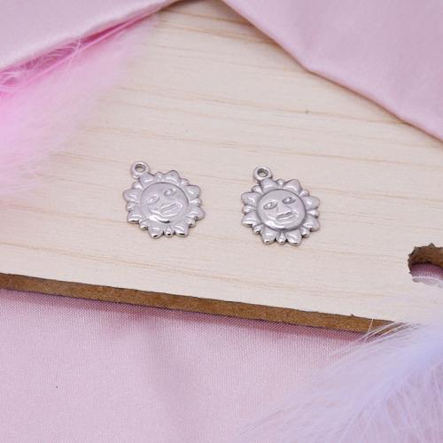 Stainless Steel Pendants, 304 Stainless Steel, Sun, DIY, original color, 18x15.50mm, 10PCs/Bag, Sold By Bag