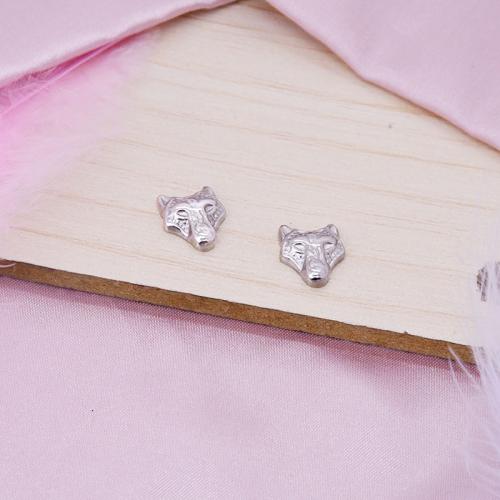 Stainless Steel Earring Stud Component, 304 Stainless Steel, Wolf, DIY, original color, 12x10mm, 10PCs/Bag, Sold By Bag