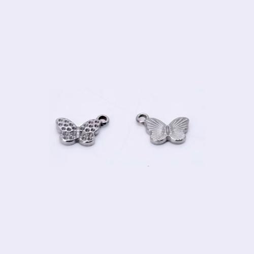 Stainless Steel Animal Pendants, 304 Stainless Steel, Butterfly, polished, DIY, original color, 11x16mm, 10PCs/Bag, Sold By Bag