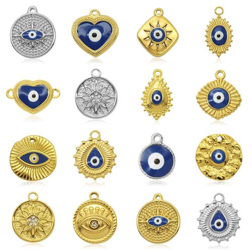 Evil Eye Pendants, 304 Stainless Steel, DIY & different styles for choice & enamel, more colors for choice, 3PCs/Bag, Sold By Bag