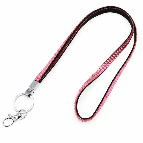 Mobile Phone Lanyard, Resin Rhinestone, with Velveteen & Tibetan Style, Unisex, more colors for choice, 800x9mm, Sold By PC