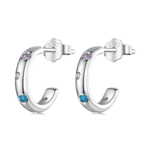 Zircon cubique Micro Pave d'oreille en argent sterling, Argent sterling 925, bijoux de mode & pavé de micro zircon & pour femme, 11x2.50mm, Vendu par paire