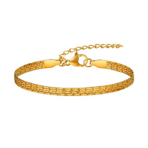 Bijoux bracelet en acier inoxydable, Acier inoxydable 304, avec 5cm chaînes de rallonge, bijoux de mode & 4-couche & pour femme, doré, 10mm, Longueur:Environ 16 cm, Vendu par PC