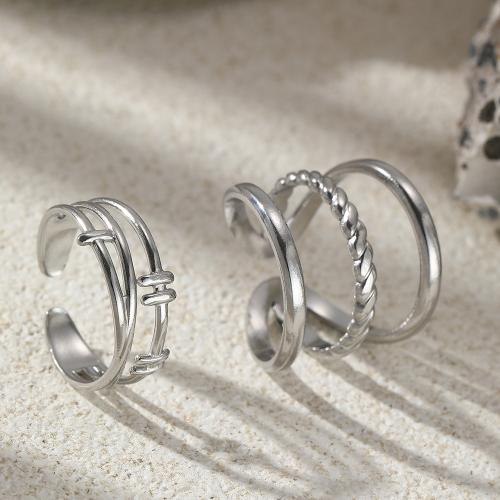 304 Stainless Steel Ring Set, 2 pieces & Adjustable & Unisex, more colors for choice, Sold By Set