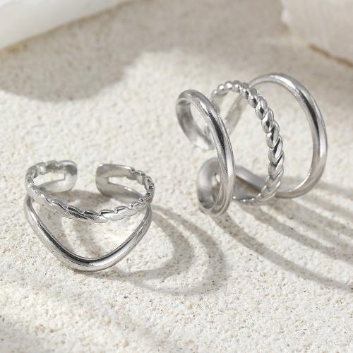 304 Stainless Steel Ring Set, 2 pieces & Adjustable & Unisex, more colors for choice, Sold By Set