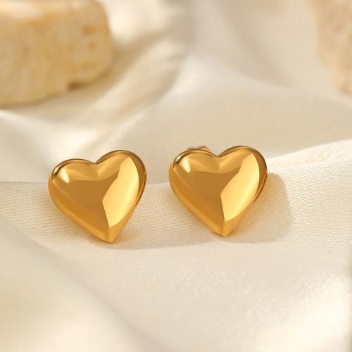 Stainless Steel Stud Earrings, 304 Stainless Steel, Heart, fashion jewelry & for woman, more colors for choice, 12x12mm, Sold By PC