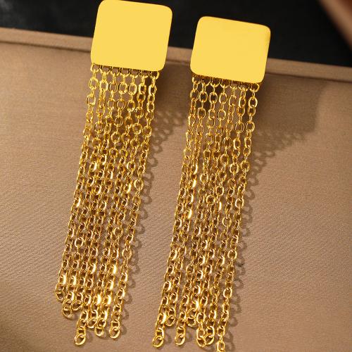 Fashion Fringe Earrings, 304 Stainless Steel, fashion jewelry & for woman, more colors for choice, 15x70mm, Sold By PC