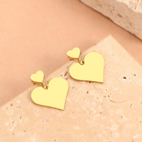 Stainless Steel Drop Earring, 304 Stainless Steel, Heart, fashion jewelry & for woman, more colors for choice, 20x25mm, Sold By PC