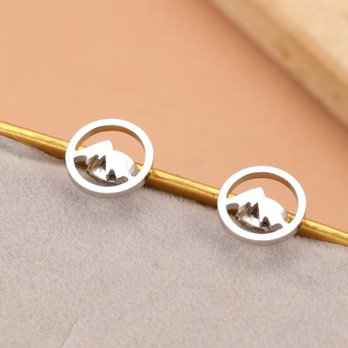 Stainless Steel Stud Earrings, 304 Stainless Steel, fashion jewelry & for woman, more colors for choice, 11x11mm, Sold By PC