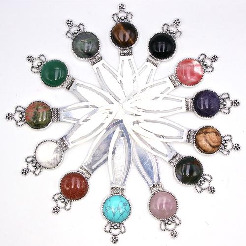 Tibetan Style Bookmark, with Natural Stone, Crown, silver color plated, different materials for choice, more colors for choice, nickel, lead & cadmium free, 21x90mm, Sold By PC