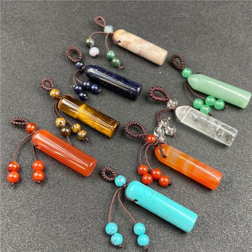 Gemstone Pendants Jewelry, Natural Stone, with Knot Cord, different materials for choice, Random Color, nickel, lead & cadmium free, about:58-65mm, Sold By PC