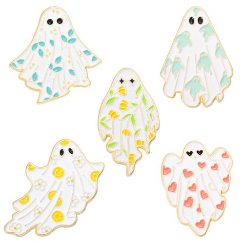 Tibetan Style Brooches, Ghost, gold color plated, Halloween Design & DIY & different size for choice & enamel, more colors for choice, nickel, lead & cadmium free, Sold By PC