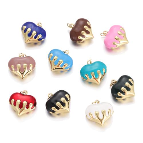 Brass Heart Pendants, gold color plated, DIY & enamel, more colors for choice, 19x22mm, Sold By PC